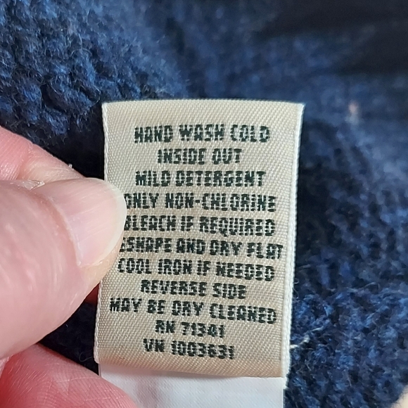 LL Bean Blue Wool Fair Isle Sweater L - Picture 7 of 12